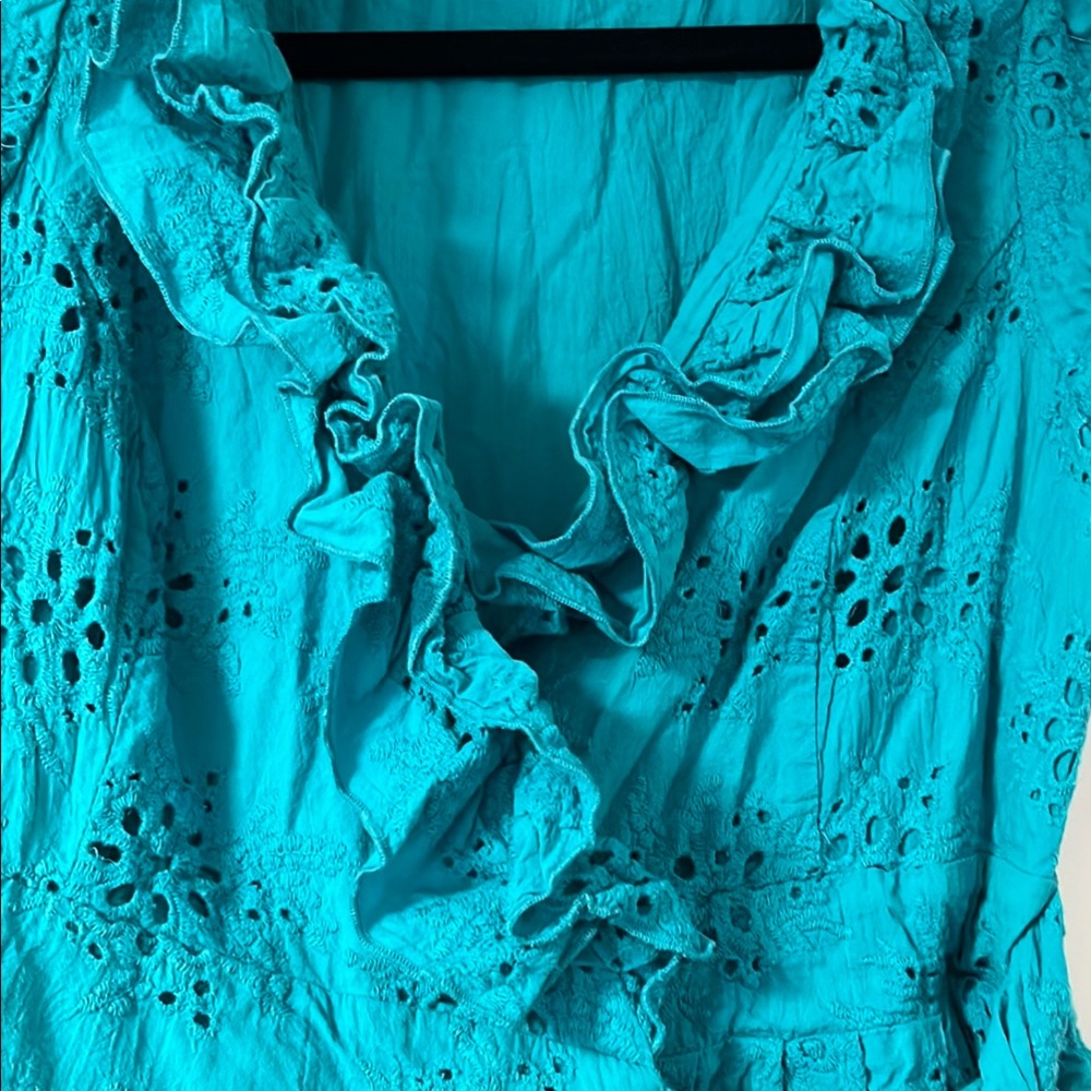 Blue Ruffled Wrap Sundress - Picture 4 of 9